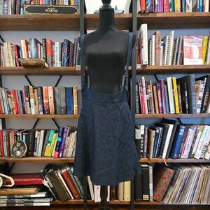 Made to Order- Blue denim suspender skirt